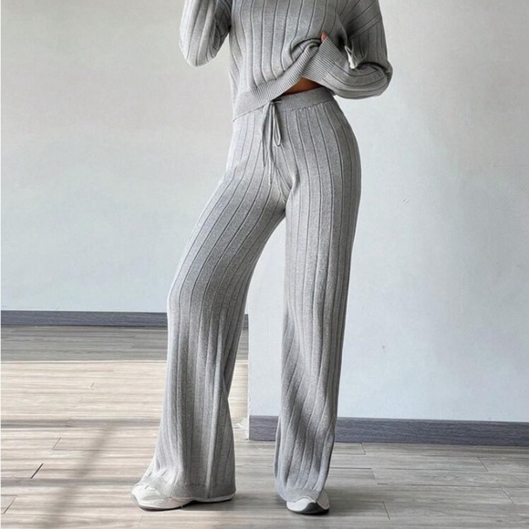 Gray Knit Split Hem Pants Size S - Picture 1 of 12